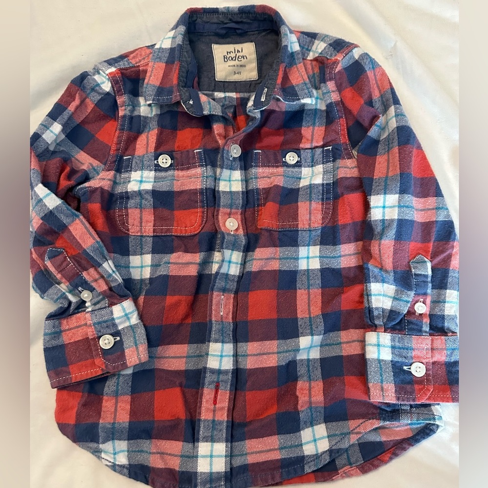 Mini Boden boys flannel 3-4t
